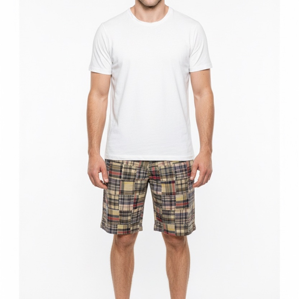 Siegfried Vintage Patchwork Plaid Preppy Madras Men's 40 Chino Golf Shorts